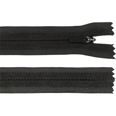 Prima-obchod Spirálový zip skrytý No 3 délka 25 cm na outdoorové oděvy a doplňky, semi-autolock, barva 322 černá