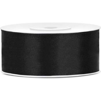 Party Deco Сатенена панделка, черна, 25 мм/25 м