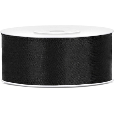 Party Deco Сатенена панделка, черна, 25 мм/25 м