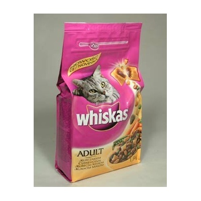 Whiskas Dry s kuracím,zelen. a vankúšiky s nápňou 1,4kg