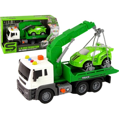 LEAN TOYS Odťahovka asistenčné vozidlo so zvukom svetlom zelená 1:16