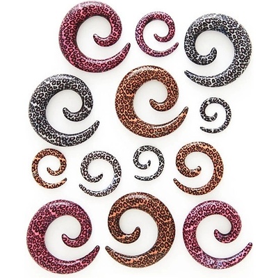 Šperky eshop expander do ucha spirála vzor leopard F11.19 Hnědá