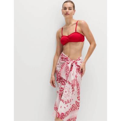 Marks & Spencer Саронг от чист памук, с принт Marks & Spencer червена Marks & Spencer | Cherven | ЖЕНИ | ONE SIZE