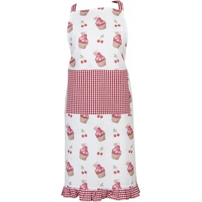 Clayre & Eef Kuchynská zástera z bavlny Cherry Cupcake
