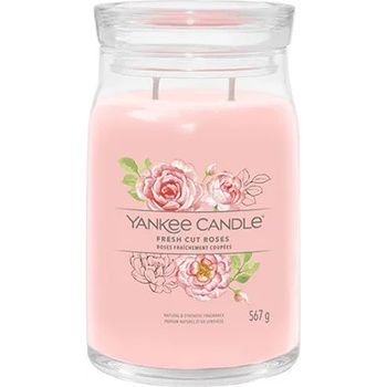 Yankee Candle Fresh Cut Roses голяма свещ с надпис 567 гр