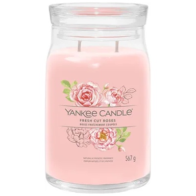 Yankee Candle Fresh Cut Roses голяма свещ с надпис 567 гр