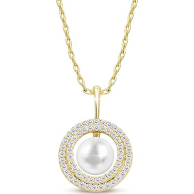 Biju Pozlacený řetízek 14k perla se zirkony 3002225