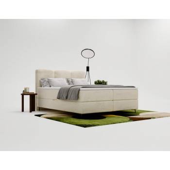 Emporius Furniture Malaga Box s lamelovým roštom zamatová látka s matracom a topperom Bonell béžová Magic Velvet 220