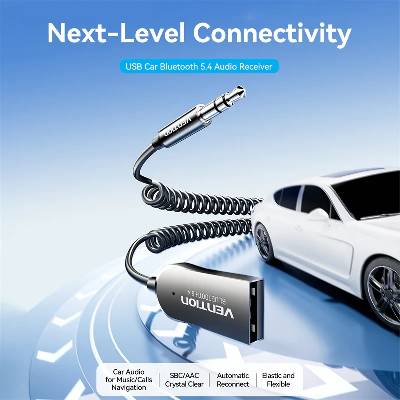 блутут за кола за разговори и музика Car Bluetooth 5.4 audio receiver USB, 3.5mm jack - NAIHG (NAIHG)