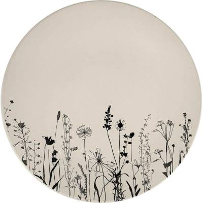 Clay Keramický mělký talíř Cream Garden 26,5cm, smetanová/černá
