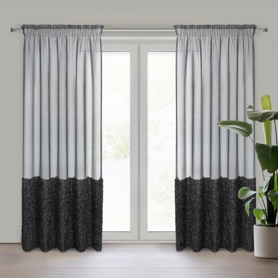 Takoy Záclona MARION z etamínu zdobená v dolní části záclony nadýchanou kožešinovou aplikací 140 x 270 cm-HF-452754 | 140 x 270 cm