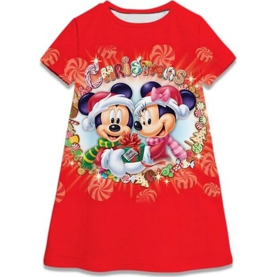 Detské vianočné šaty Minnie a Mickey Mouse červená