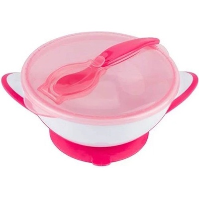 Babyono Купа с капак и лъжичка Babyono - 1063/01, розова (5901435411803)