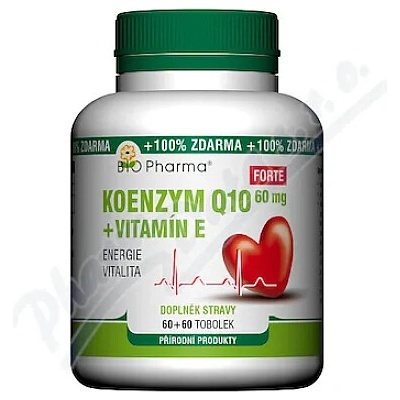 Bio Pharma Koenzym Q10 Forte 60 mg +Vitamín E 60+60 Bio-Ph tabliet