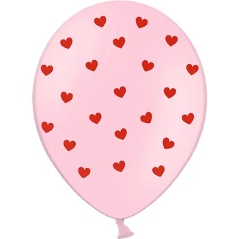 Image 1 of PartyDeco Розов балон с червени сърца