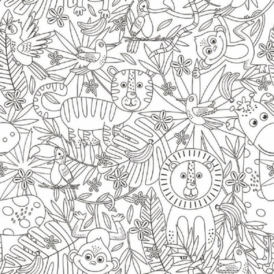 GEKKOFIX Samolepiace tabuľová tapety 67,5 cm x 1,5 m 14156 Jungle - maľovanky Samolepiace tapety