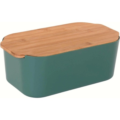 EH Excellent Houseware Chlebník s bambusovým víkem, 33 x 18,5 x 12 cm, tmavě zelený zelený