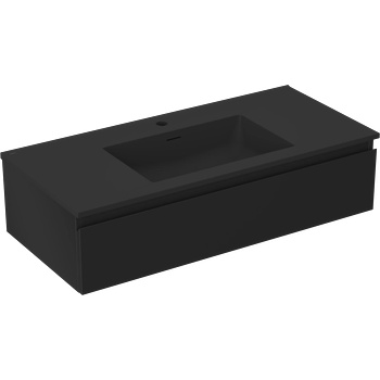 Mexen Orio шкаф за баня 100 см с умивалник Otis, 1 чекмедже, черен мат (91A10-10023-1-BF71-W18M71)