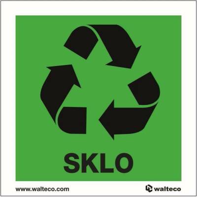 Symbol SKLO recyklácia, Samolepka, formát 92x92 mm, Samolepicí