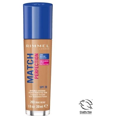 Rimmel London Match Perfection SPF20 течен фон дьо тен 30 ml нюанс 203 True Beige