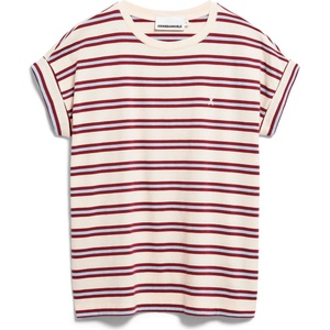 Armedangels Дамска тениска ARMEDANGELS Women's Idaara Stripes T-shirt - Undyed / Velvet Red / Soft Blue (916-2765-1313)