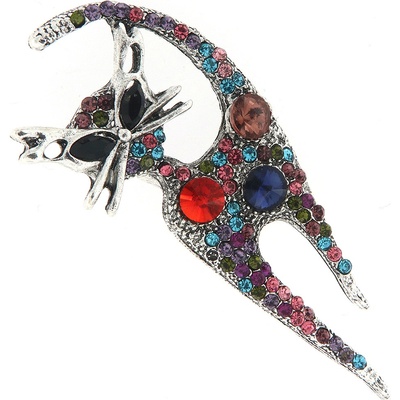 Biju brož kočička s velkými broušenými kameny červená 9001685-1