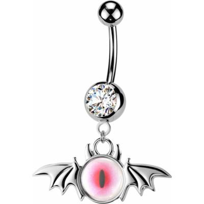 MARRE Piercing do pupíku ďáblík s čirým zirkonem růžovo-ocelový - WP0145-C