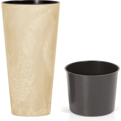 Prosperplast Květináč s vkladem TUBUS SLIM BETON EFFECT pískový 15 cm