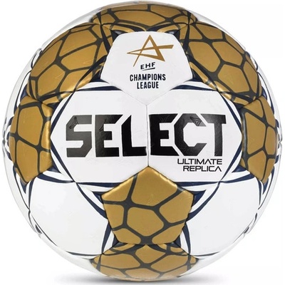 Хандбална топка Select Ultimate EHF Шампионска лига Replica V24 бяло/златно размер 0