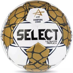 Select Хандбална топка Select Ultimate EHF Шампионска лига Replica V24 бяло/златно размер 0