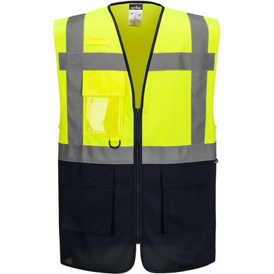 Portwest ES076 ES1 Essential Hi-Vis Manažérska vesta žltá/námornícka modrá