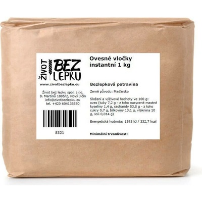 Život bez lepku Ovsené vločky instantné 1 kg