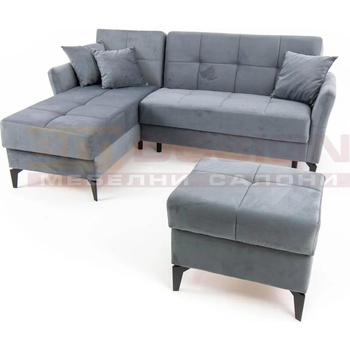 Холна гарнитура Levy с табуретка сиво