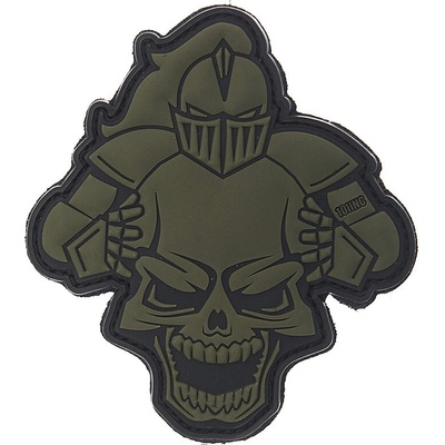 Gumená nášivka 101 Inc Knight Skull - olivová