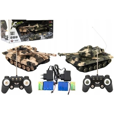 Teddies Tank RC 2 ks 25cm tanková bitva 27MHZ a 40MHz maskáč se zvukem se světlem v kr. 50 x 20 x 23 cm