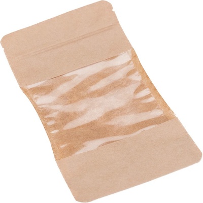 100 ks - Doypack vrecko s veľkým okienkom economy 130x225 + 70 mm, 500 ml, PAP/OPP