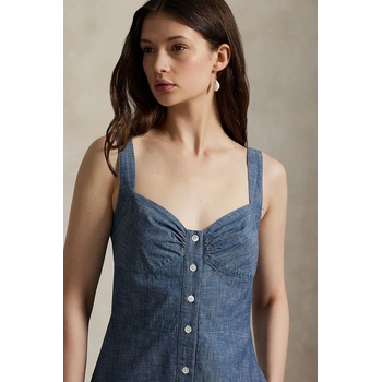 Ralph Lauren Памучна рокля Polo Ralph Lauren в синьо среднодълга разкроена 211972068 (211972068)