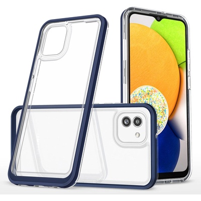 HQWear Кейс HQWear Clear 3in1 за Samsung Galaxy A03, със синя рамка, прозрачен (9145576265949)