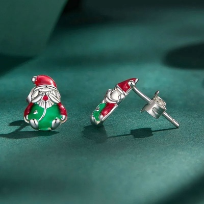 Grace Silver Jewellery Vánoční náušnice luminiscenční Santa Claus E-BSE918/163 stříbrná