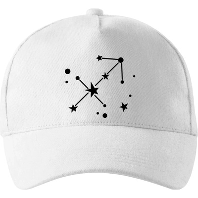 Súhvezdie Sagittarius Strelec so zahnutým šiltom a látkovou sponou Biela