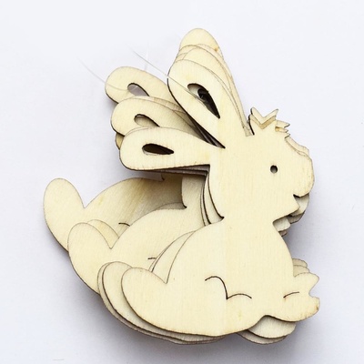 Drevené výrezy- zajac biely 7 cm 10 ks