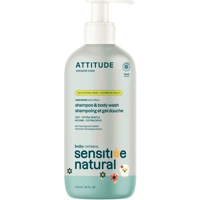 ATTITUDE Sensitive skin baby Detské telové mydlo a šampón s ovsom 2 v 1 473 ml