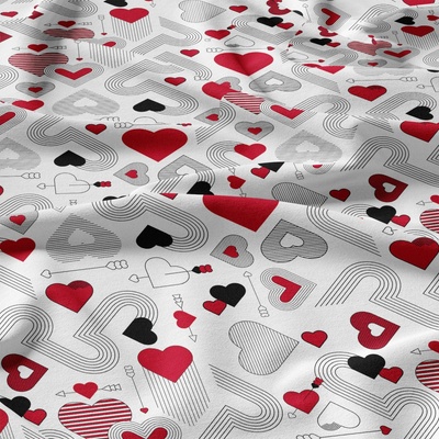 Bavlnená látka vzor srdiečka multi pink, metráž 160 cm