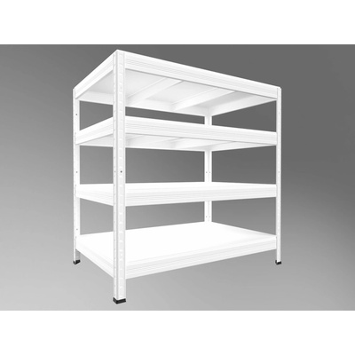Biedrax Regál do technickej miestnosti 35 x 120 x 90 cm, biely, 4 police biele lamino 12mm, 200 kg na policu