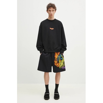 Marcelo Burlon Памучен къс панталон Marcelo Burlon County Flame Comfy Sweatshort Black Red в черно CMCI012S25FLE0031025 (CMCI012S25FLE0031025)