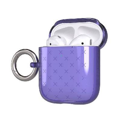 Силиконов (TPU) калъф с карабинер за Apple Airpods и Apple Airpods 2 (тъмносин) - Tech21 Airpods Evo Check TPU Case (T21-8207)