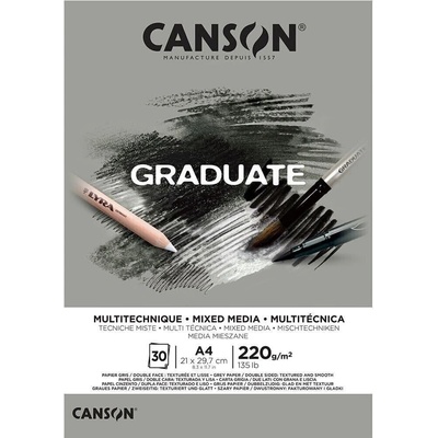 Canson Pad Graduate Mixed Media Скицник 30 A4 220 g Grey (C400110371)