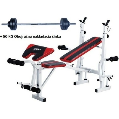 Spartan Bench lavice s bicepsovým pultem + 50 kg nakládací obouruční činka – Hledejceny.cz