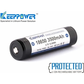 Image 1 of KeepPower Батерия Keeppower 18650 3500mAh 10A със защита за фенери (702000078)