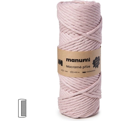 Manumi Macramé příze stáčená 5mm světle růžová - 1 ks